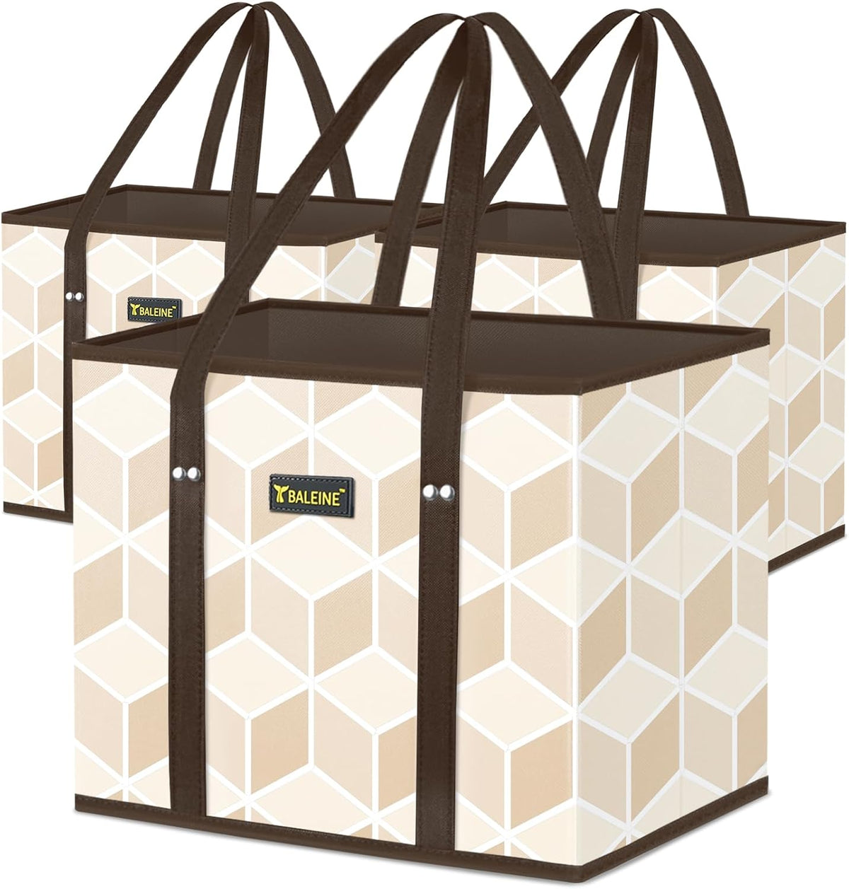🛍️ Extra Large Reusable Shopping Bags 4-Pack | Foldable Box Tote with Reinforced Bottom