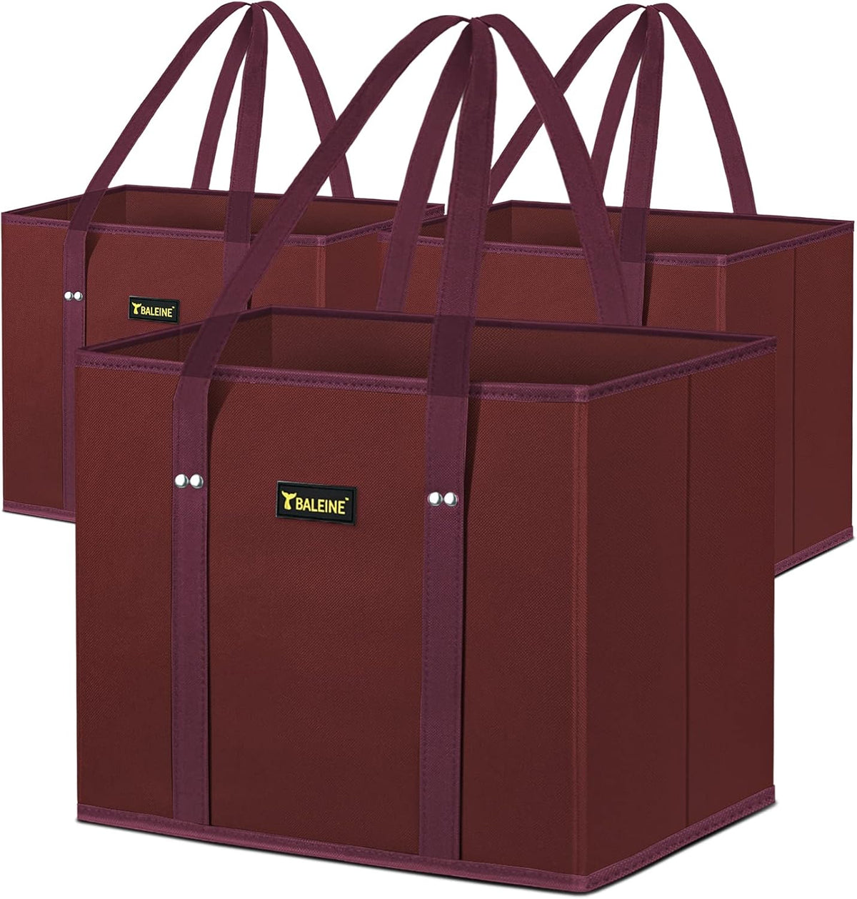 🛍️ Extra Large Reusable Shopping Bags 4-Pack | Foldable Box Tote with Reinforced Bottom