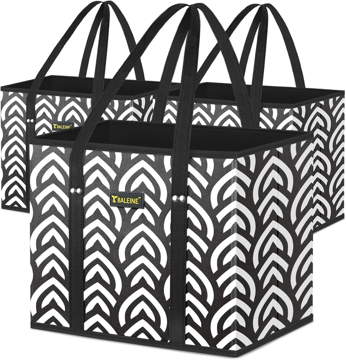 🛍️ Extra Large Reusable Shopping Bags 4-Pack | Foldable Box Tote with Reinforced Bottom