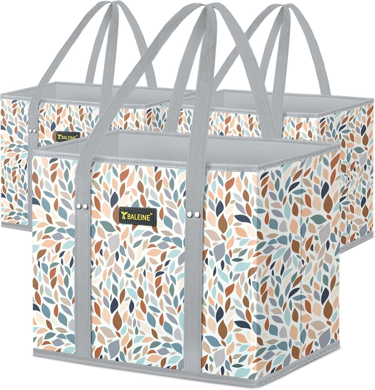 🛍️ Extra Large Reusable Shopping Bags 4-Pack | Foldable Box Tote with Reinforced Bottom