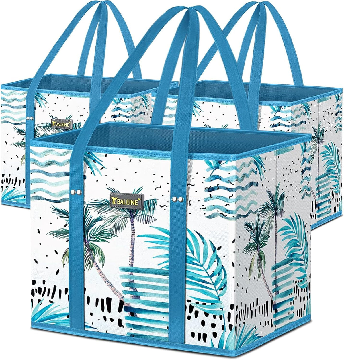 🛍️ Extra Large Reusable Shopping Bags 4-Pack | Foldable Box Tote with Reinforced Bottom