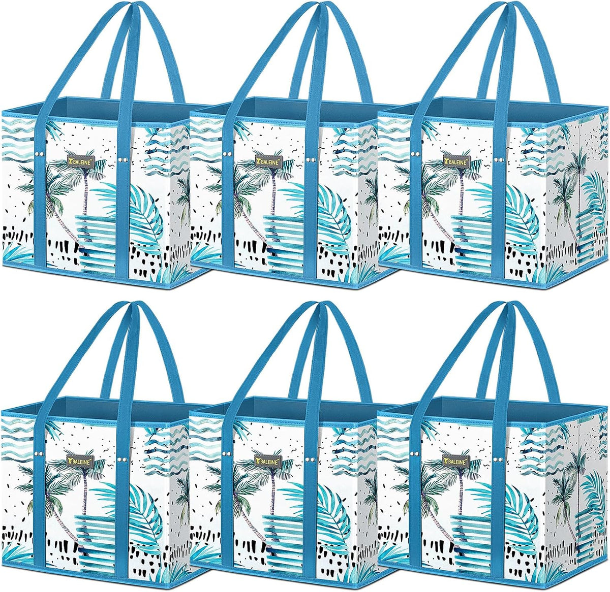 🛍️ Extra Large Reusable Shopping Bags 4-Pack | Foldable Box Tote with Reinforced Bottom
